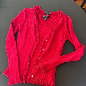 Harold's Vibrant Red Ruffled Knit Set